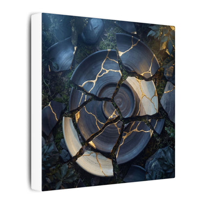 Resilient Broken Pottery Canvas Art - Gold Vein Kintsugi