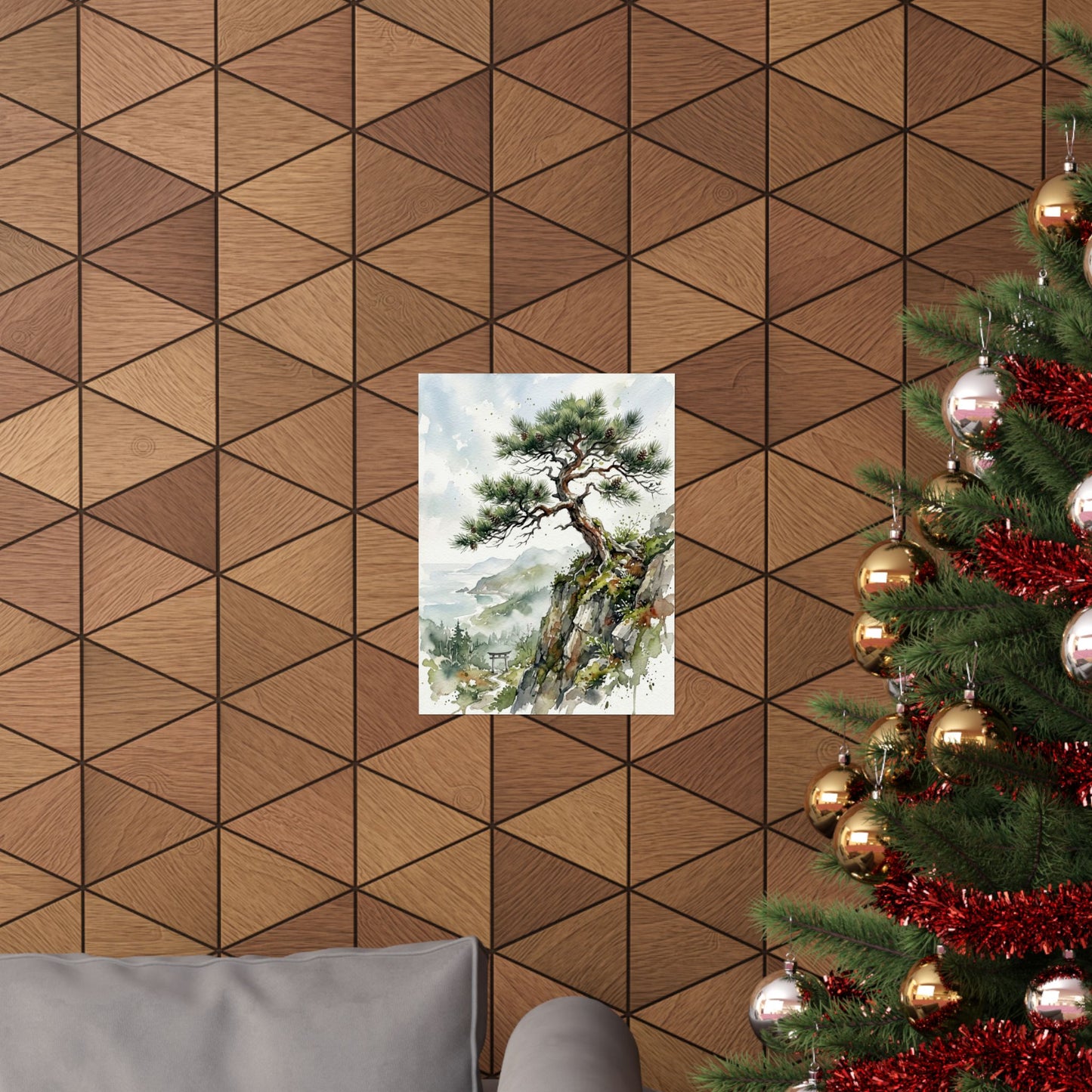 Pine Tree Wall Art Print | Spring Japandi Watercolor Art