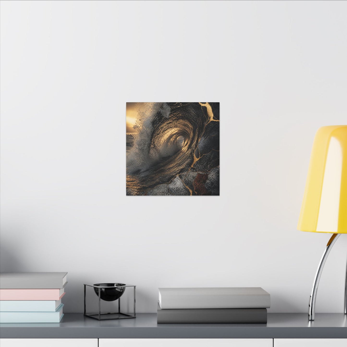 Kanso Ocean Wave Canvas Art - Kintsugi Gold Vein