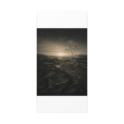 Dawn Cracked Earth Canvas Art - Dark Japandi Mono No Aware