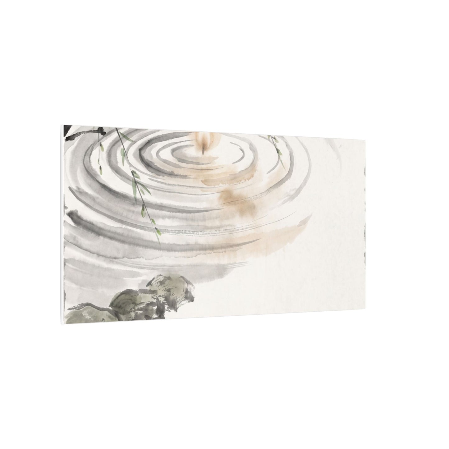 Water Ripple Sumi E Canvas Art | Tranquil Zen Art