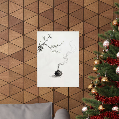 Ma Incense Smoke Wall Art Print - Zen Sumi E