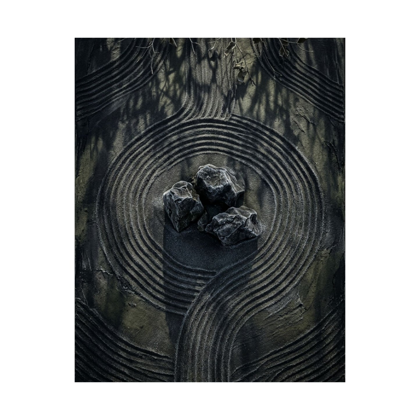 Winter Rock Garden Dark Texture Wall Art Print | Atmospheric Decor
