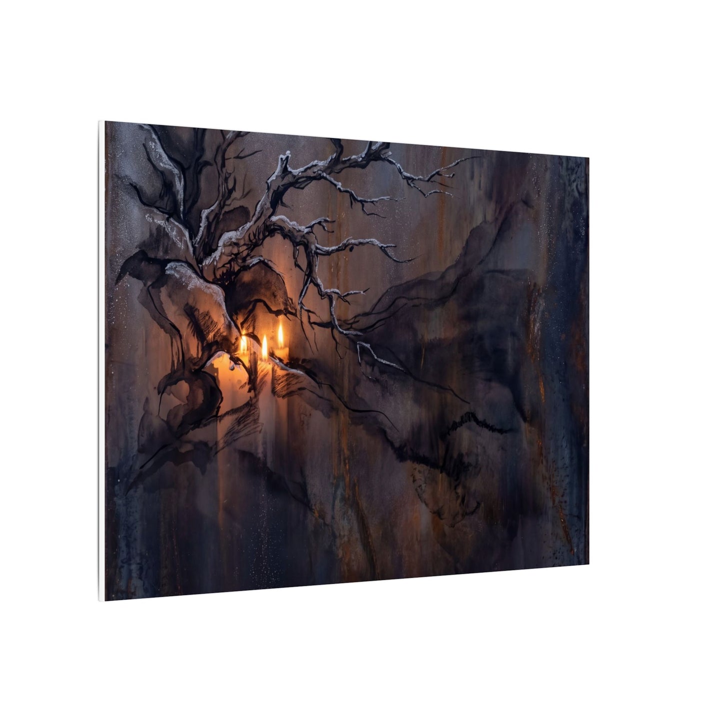 Winter Rust Patina Charcoal Ink Canvas Art | Atmospheric Decor