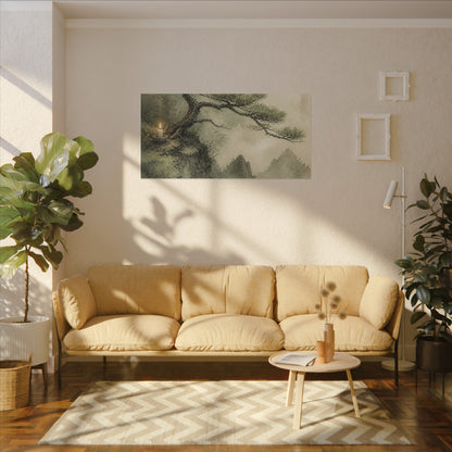 Candlelight Pine Tree Canvas Art - Japandi Kanso