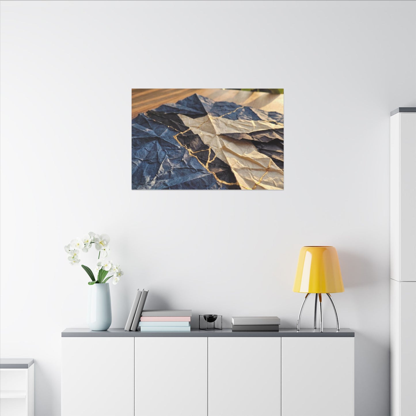 Golden Hour Paper Fold Canvas Art - Kintsugi Ma