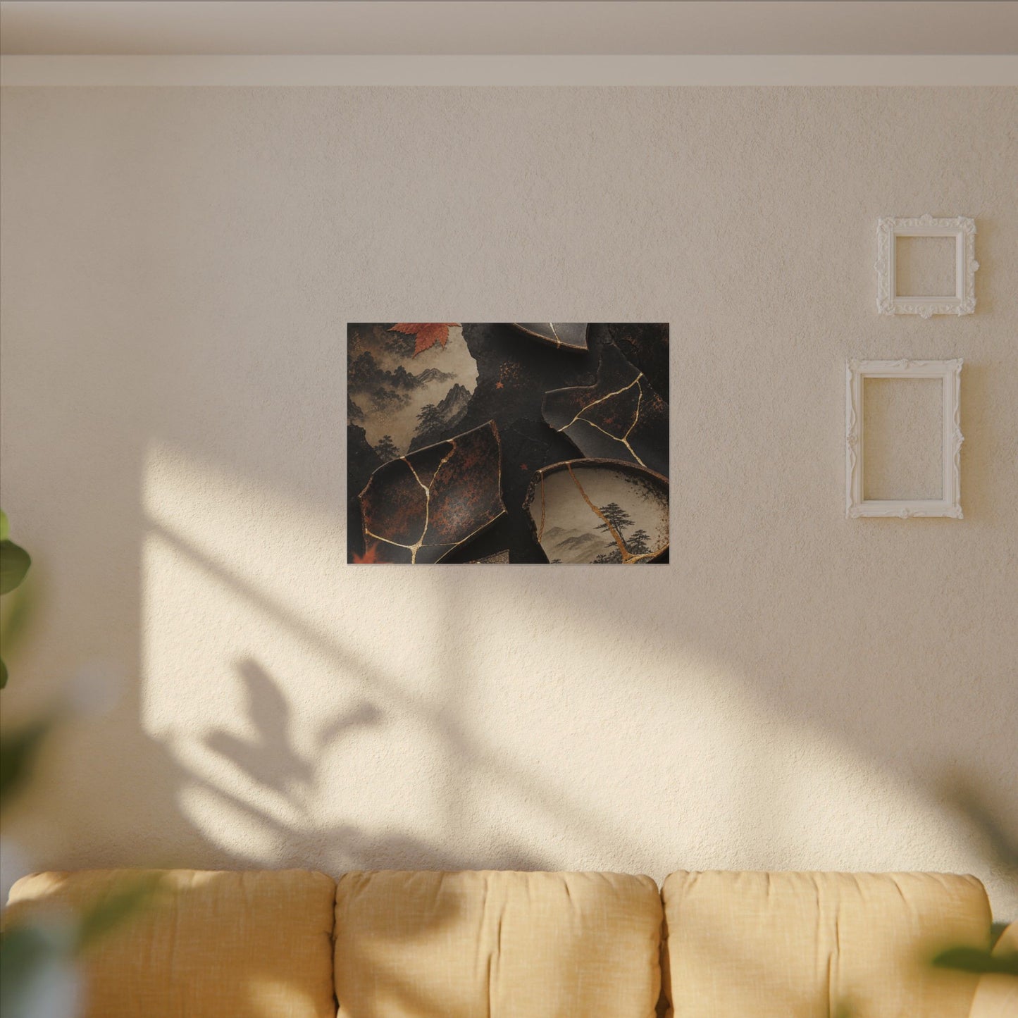 Broken Pottery Gold Vein Canvas Art | Philosophical Kintsugi Art