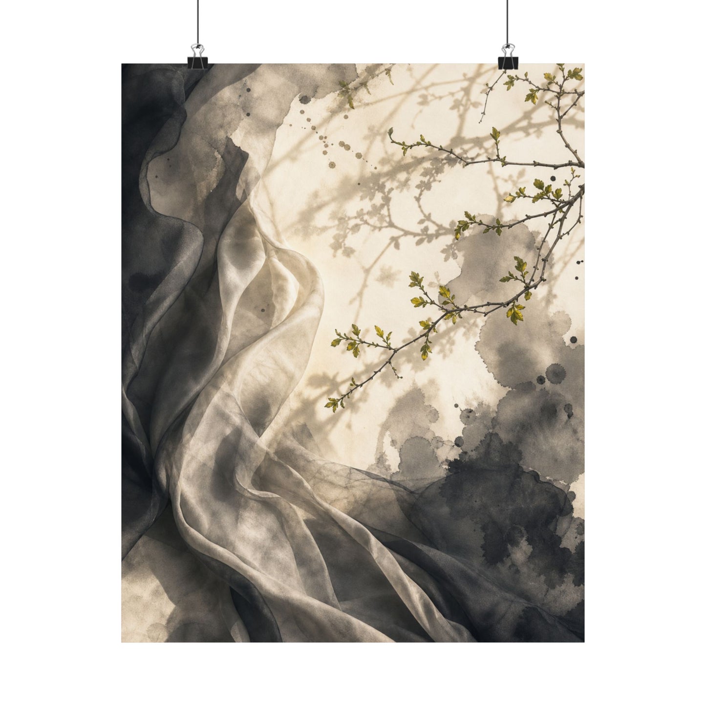 Silk Drape Spring Wall Art Print | Japandi Earthy Design
