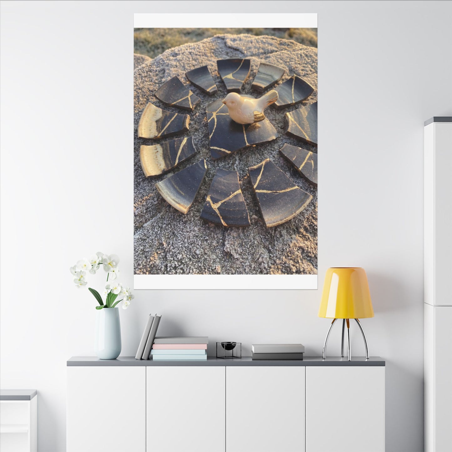 Golden Hour Broken Pottery Canvas Art - Kintsugi Datsuzoku