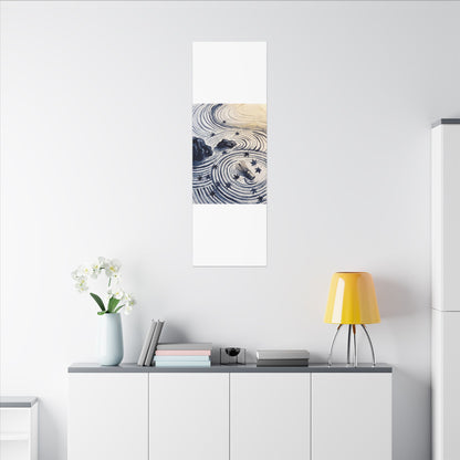 Zen Rock Garden in Golden Hour | Sumi E Canvas Art