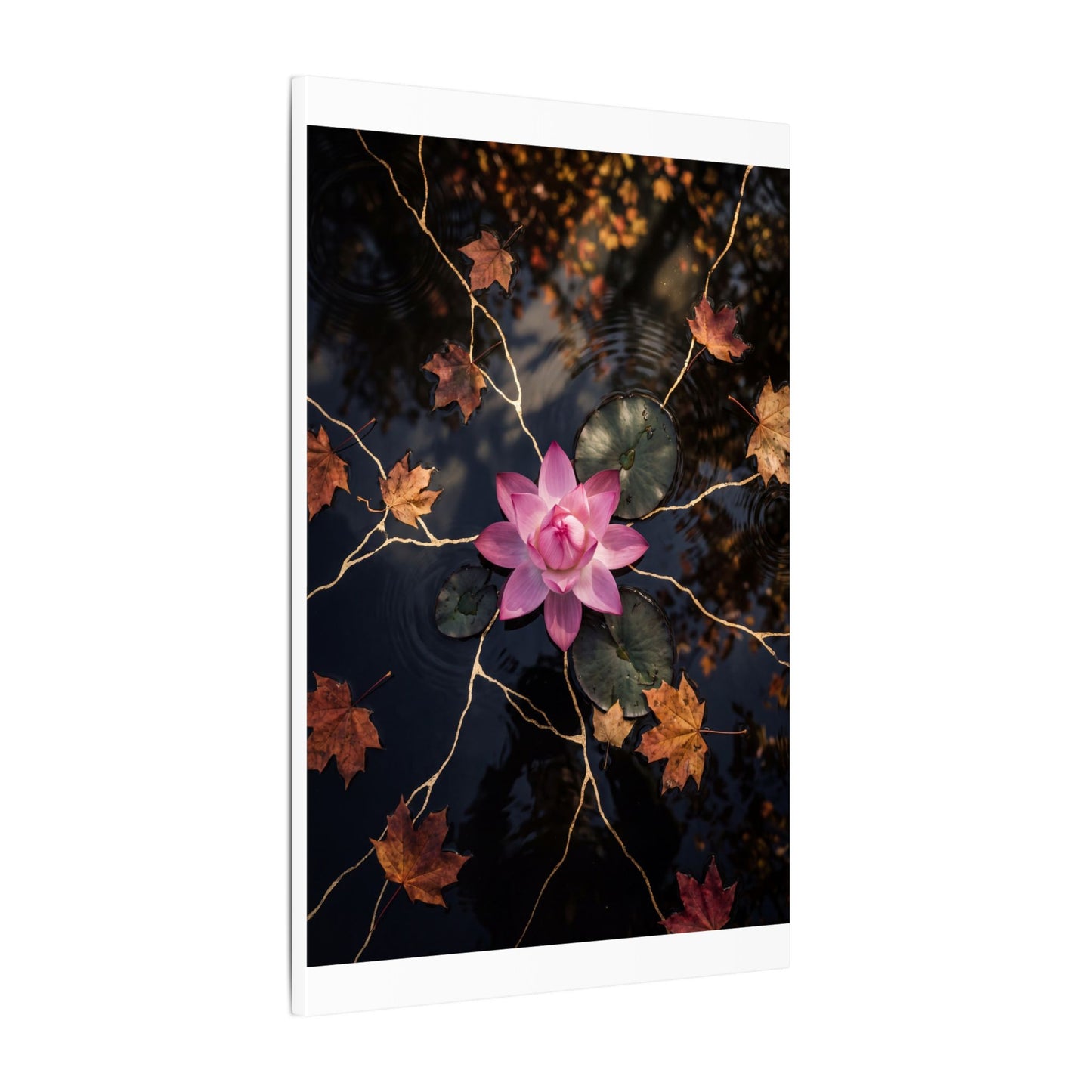 Ma Lotus Flower Canvas Art - Kintsugi Gold Vein
