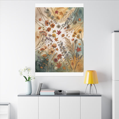 Dried Flowers Canvas Art | Autumn Japandi Watercolor Art