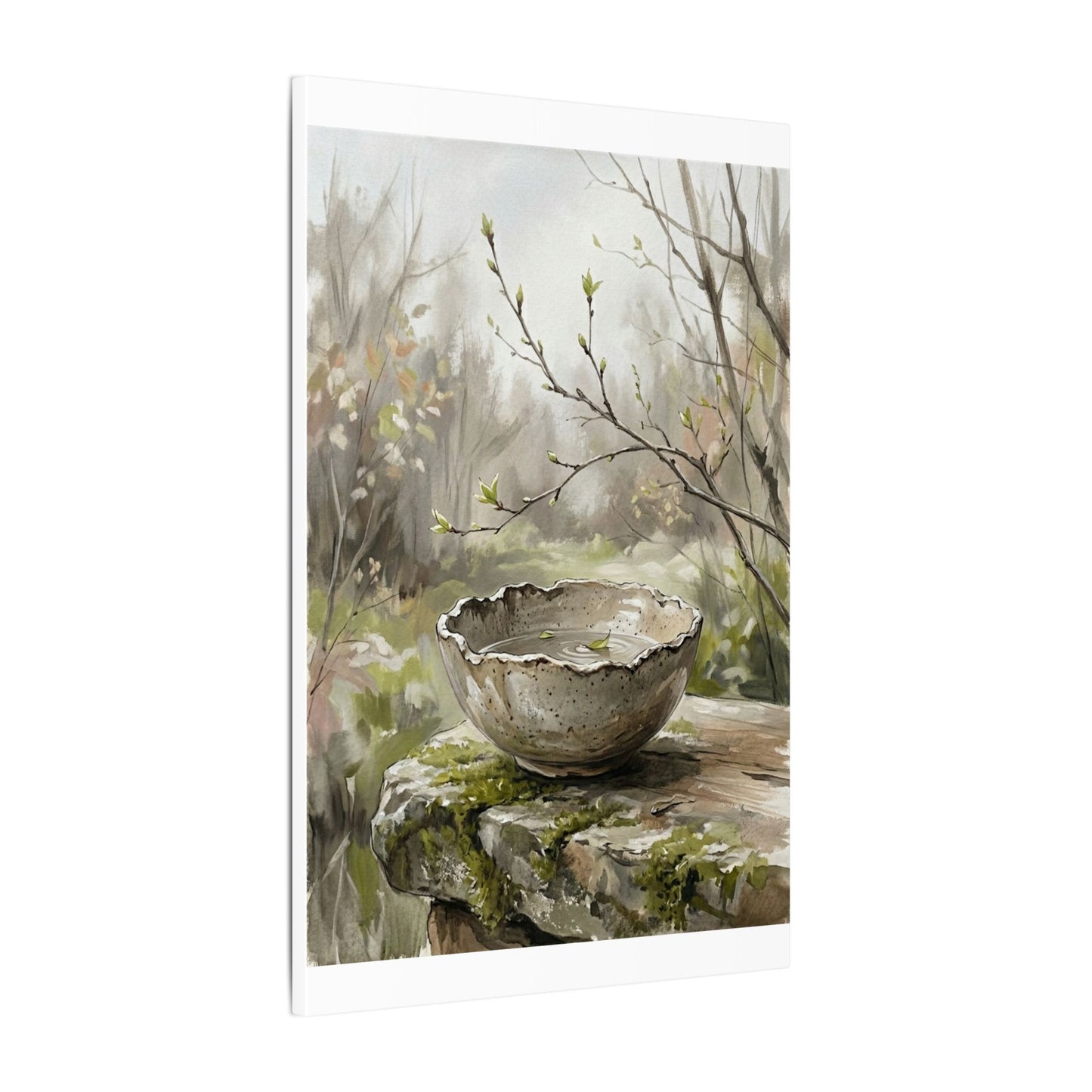 Japandi Ceramic Bowl in Overcast | Minimal Line Canvas Art