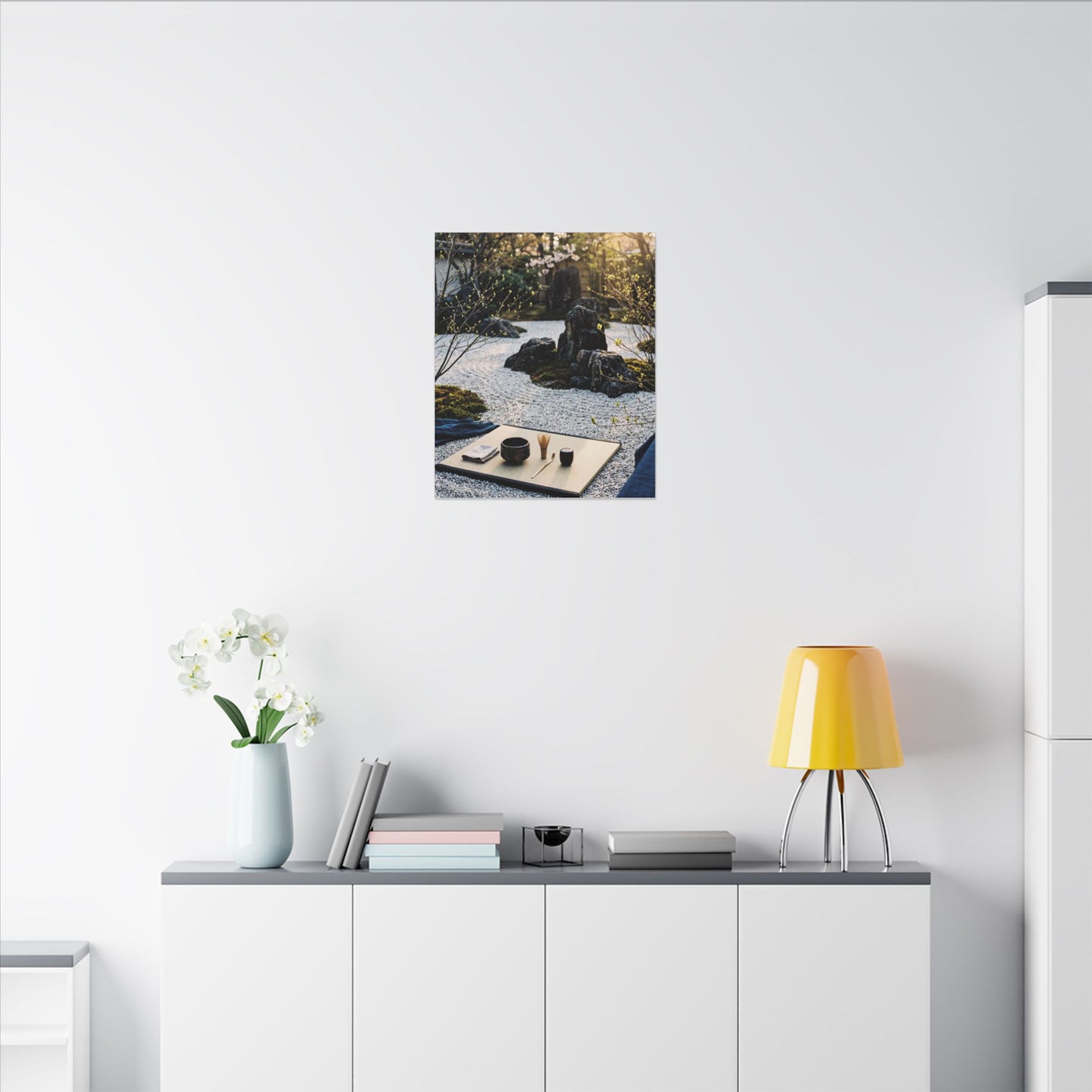 Zen Tea Ceremony in Golden Hour | Karesansui Canvas Art