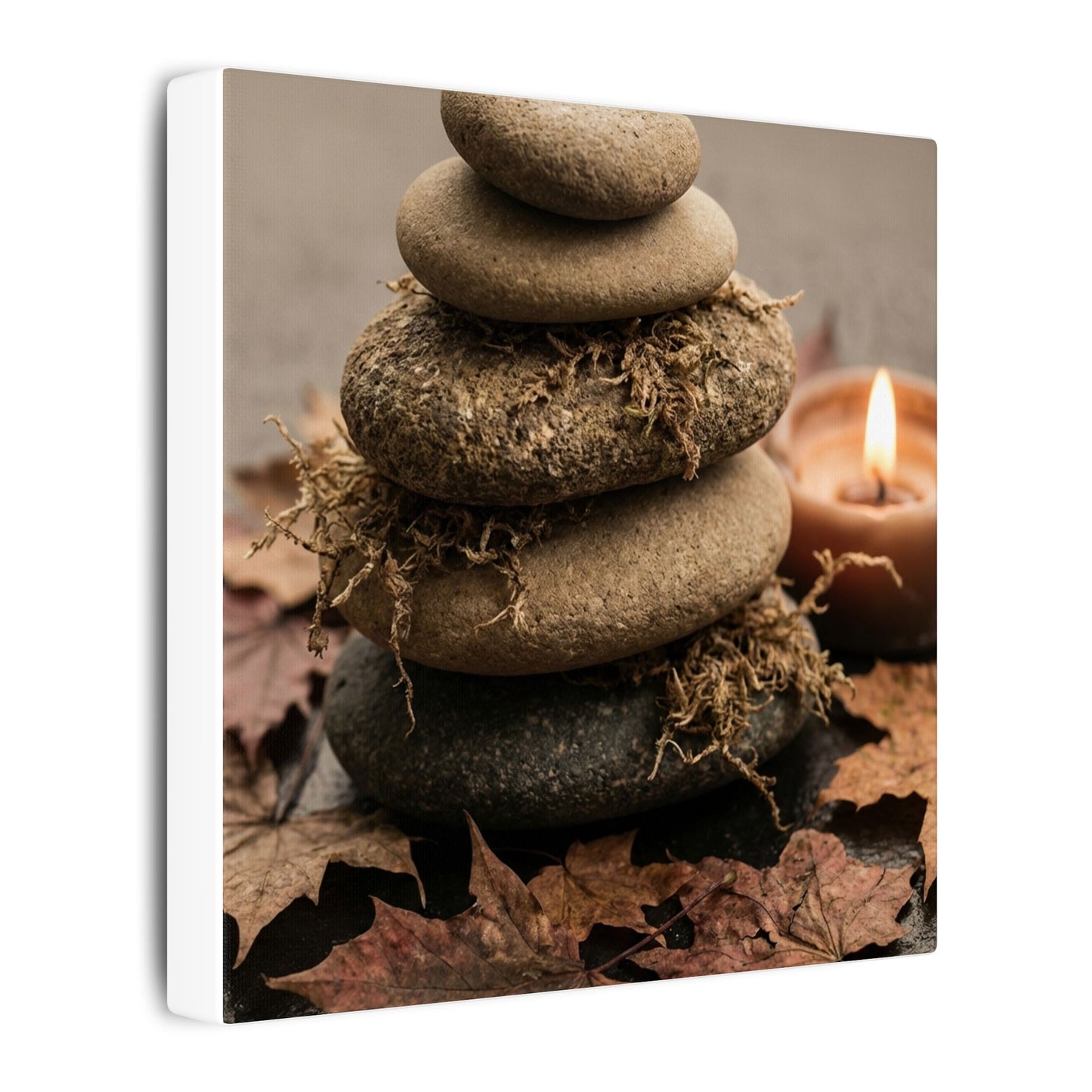 River Stones Canvas Art | Autumn Japandi Texture Art
