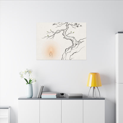Candlelight Pine Tree Canvas Art - Japandi Shibui