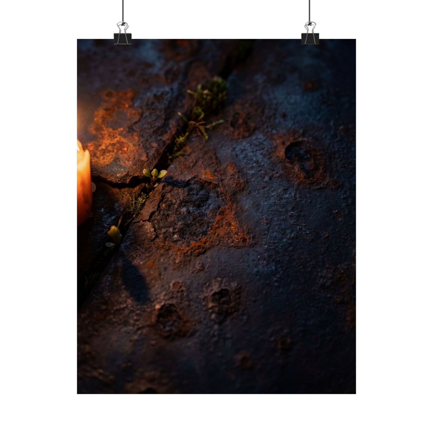 Dark Japandi Rust Patina in Candlelight | Charcoal Ink Wall Art Print Art Print