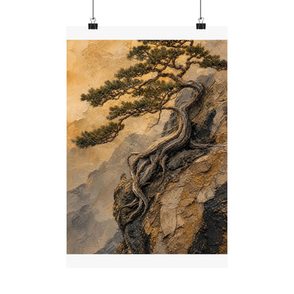 Elegant Pine Tree Wall Art Print - Texture Japandi