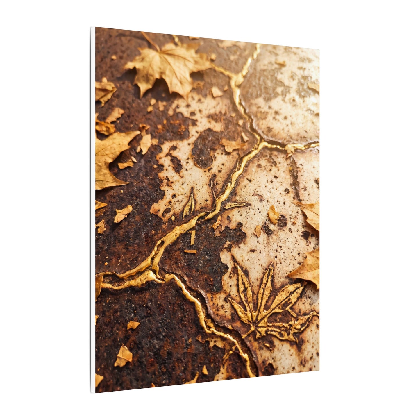 Kintsugi Rust Patina in Golden Hour | Gold Vein Canvas Art