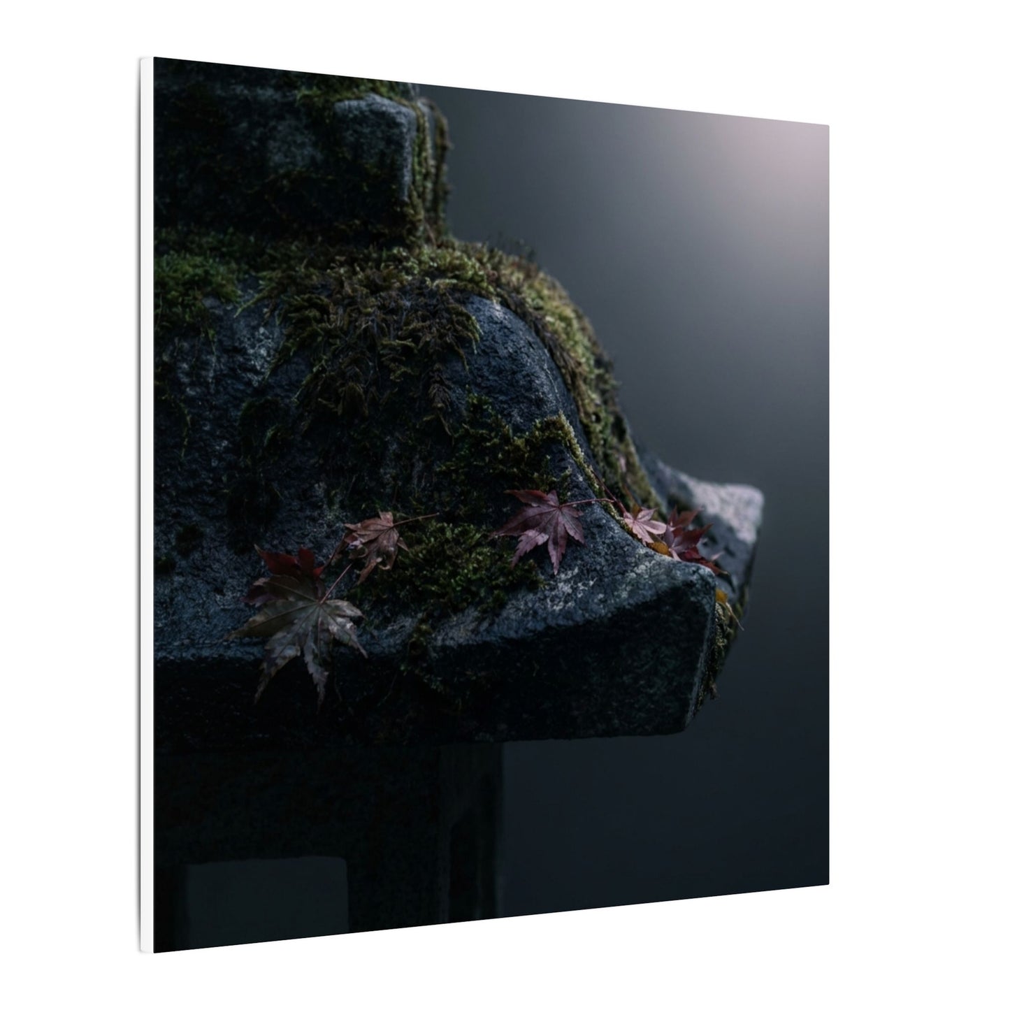 Stone Lantern Moody Minimal Canvas Art | Sophisticated Dark Japandi Art