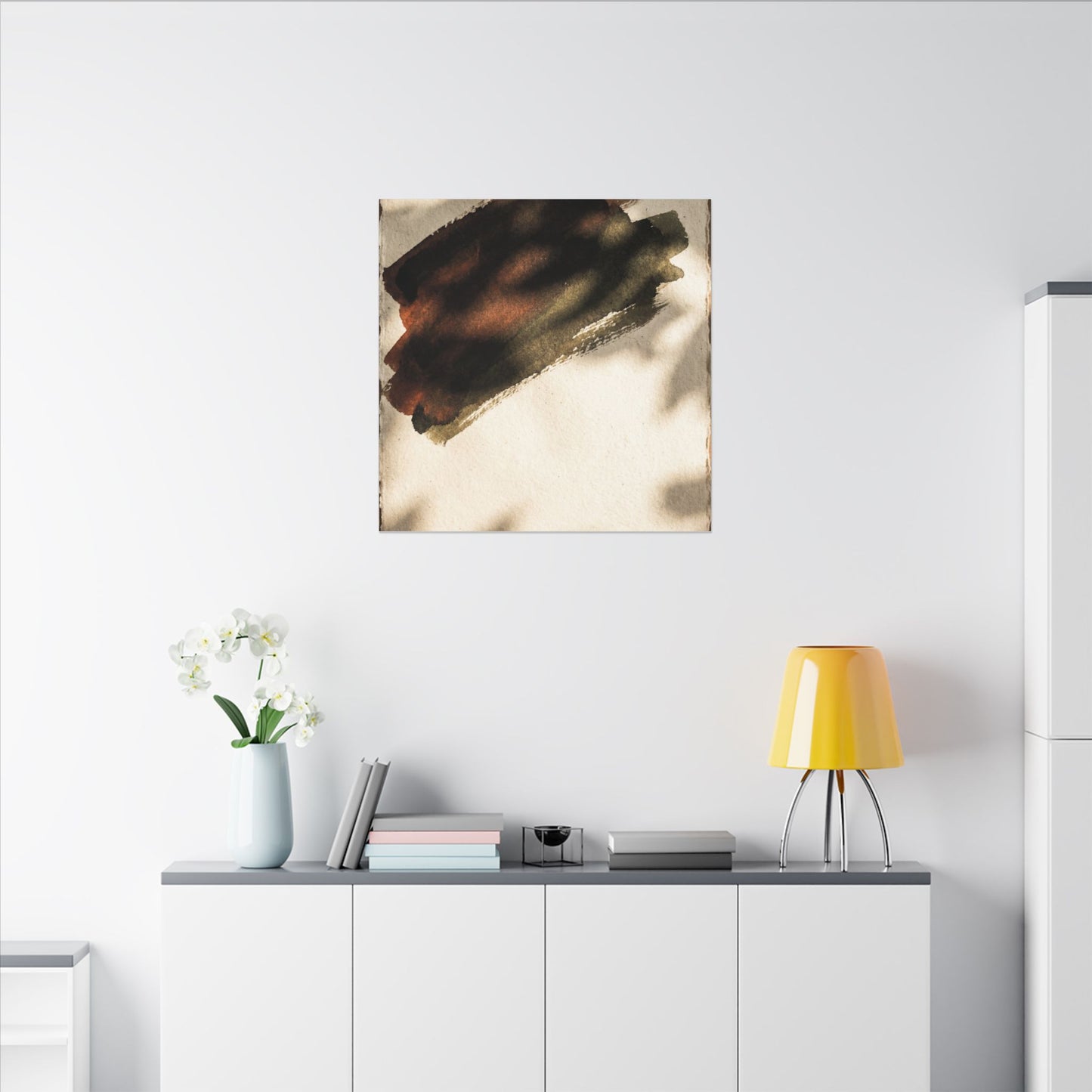Ink Brushstroke Canvas Art | Summer Dark Japandi Moody Minimal Art