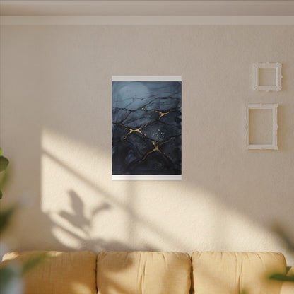 Mono No Aware Cracked Earth Canvas Art - Dark Japandi Charcoal Ink