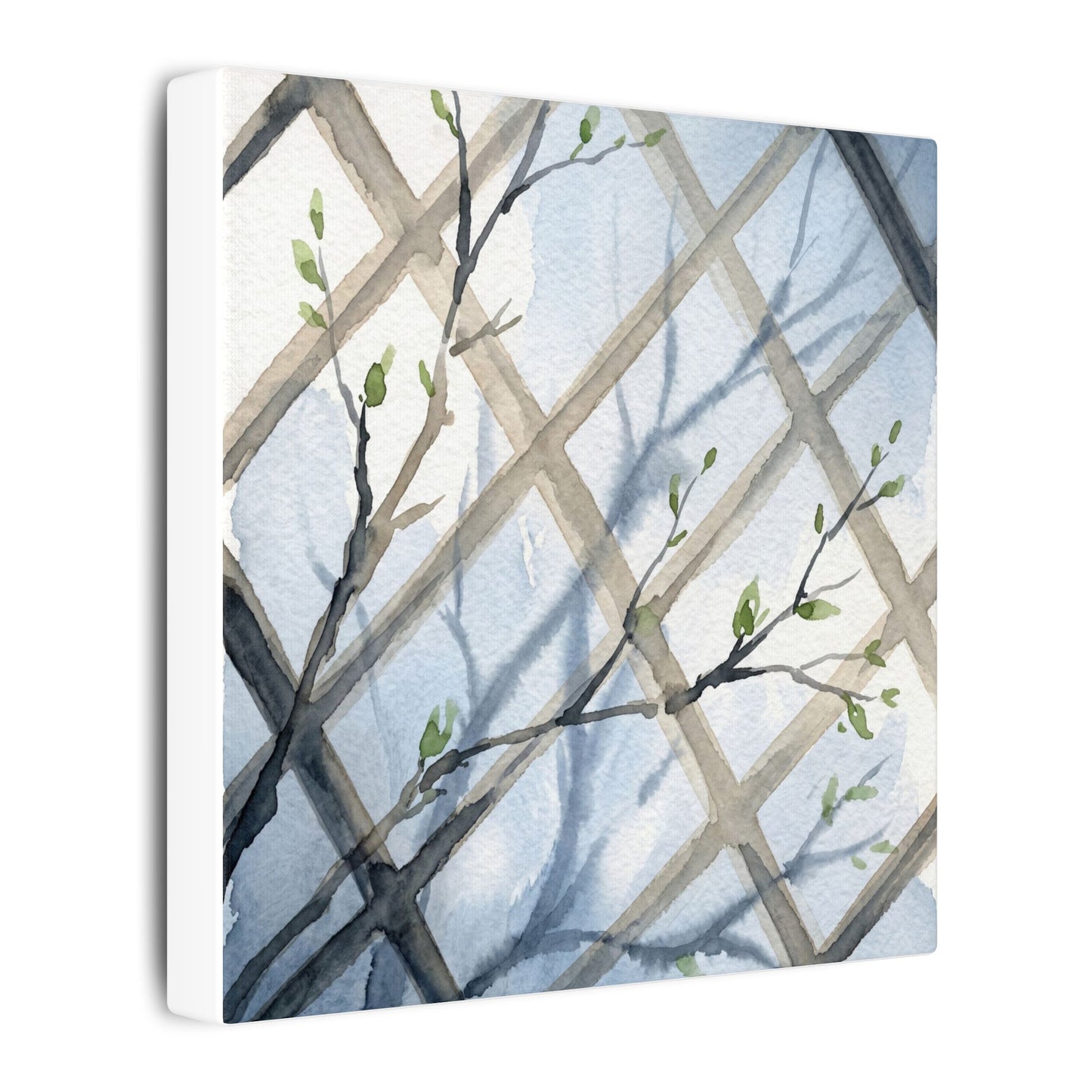 Shoji Screen Canvas Art | Spring Japandi Watercolor Art