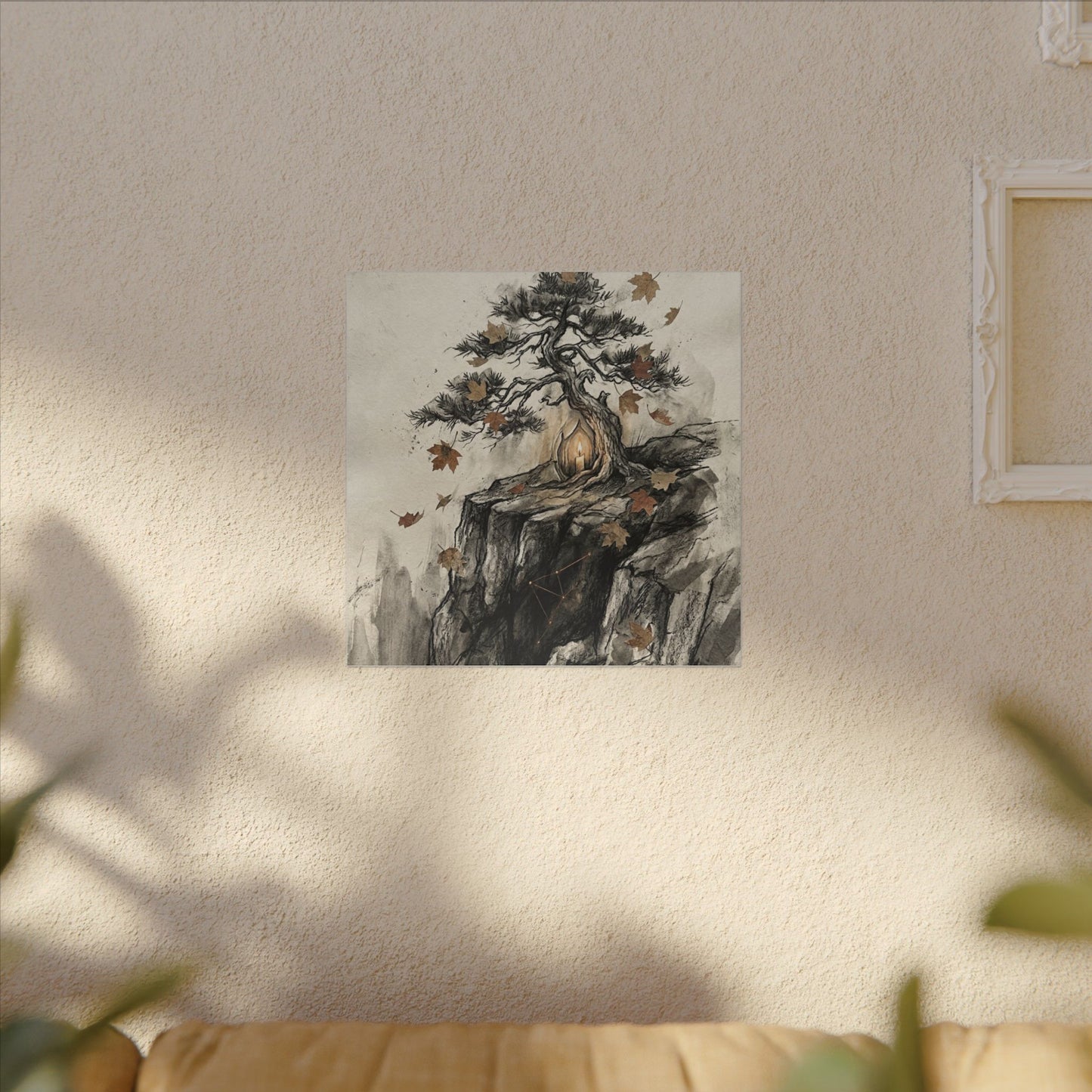 Pine Tree Autumn Canvas Art | Japandi Earthy Design