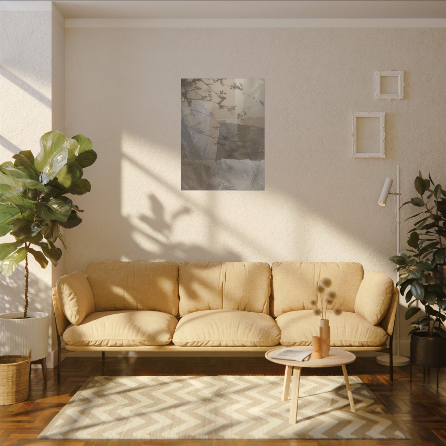 Neutral Shadow Play Canvas Art - Texture Japandi