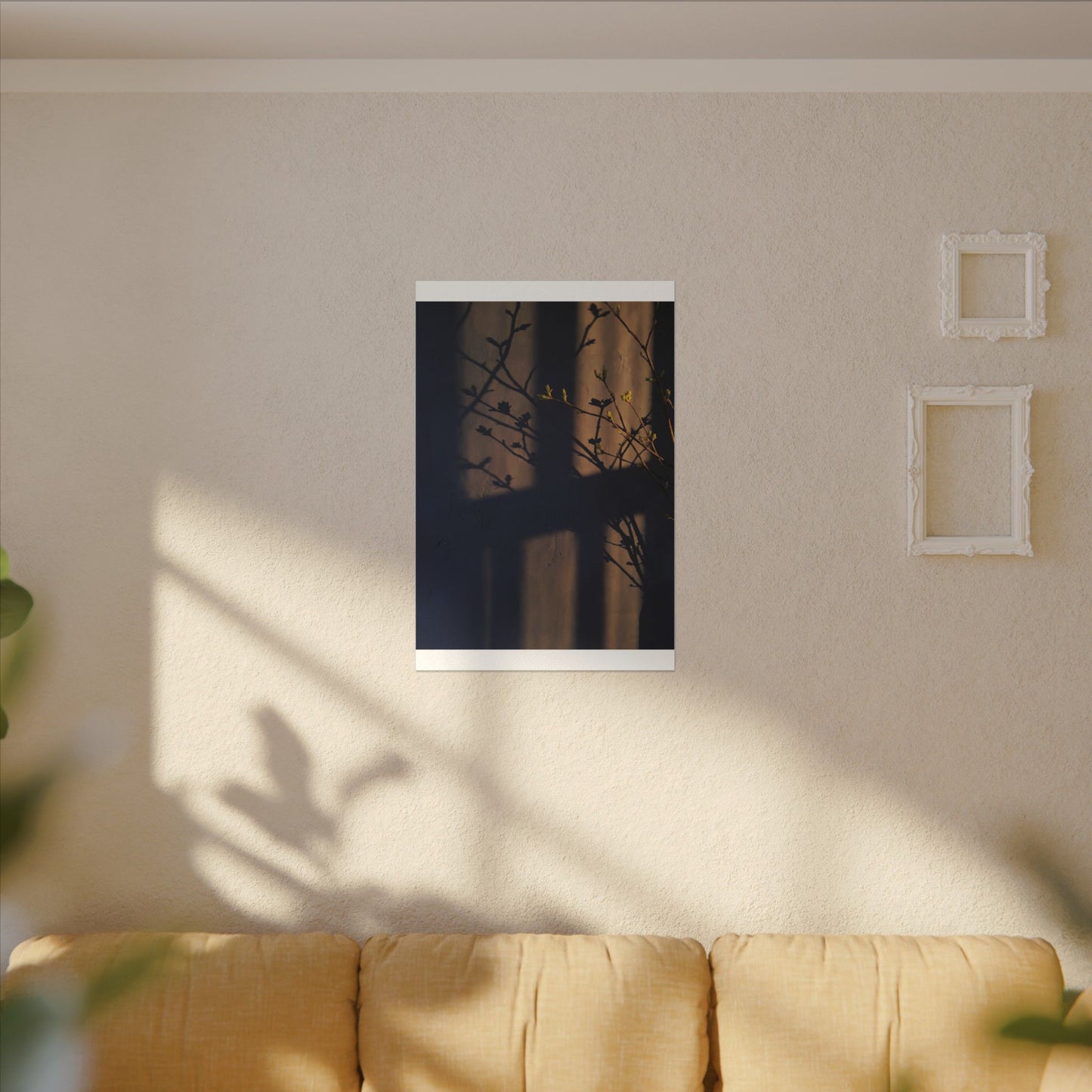 Shadow Play Canvas Art | Spring Dark Japandi Shadow Zen Art