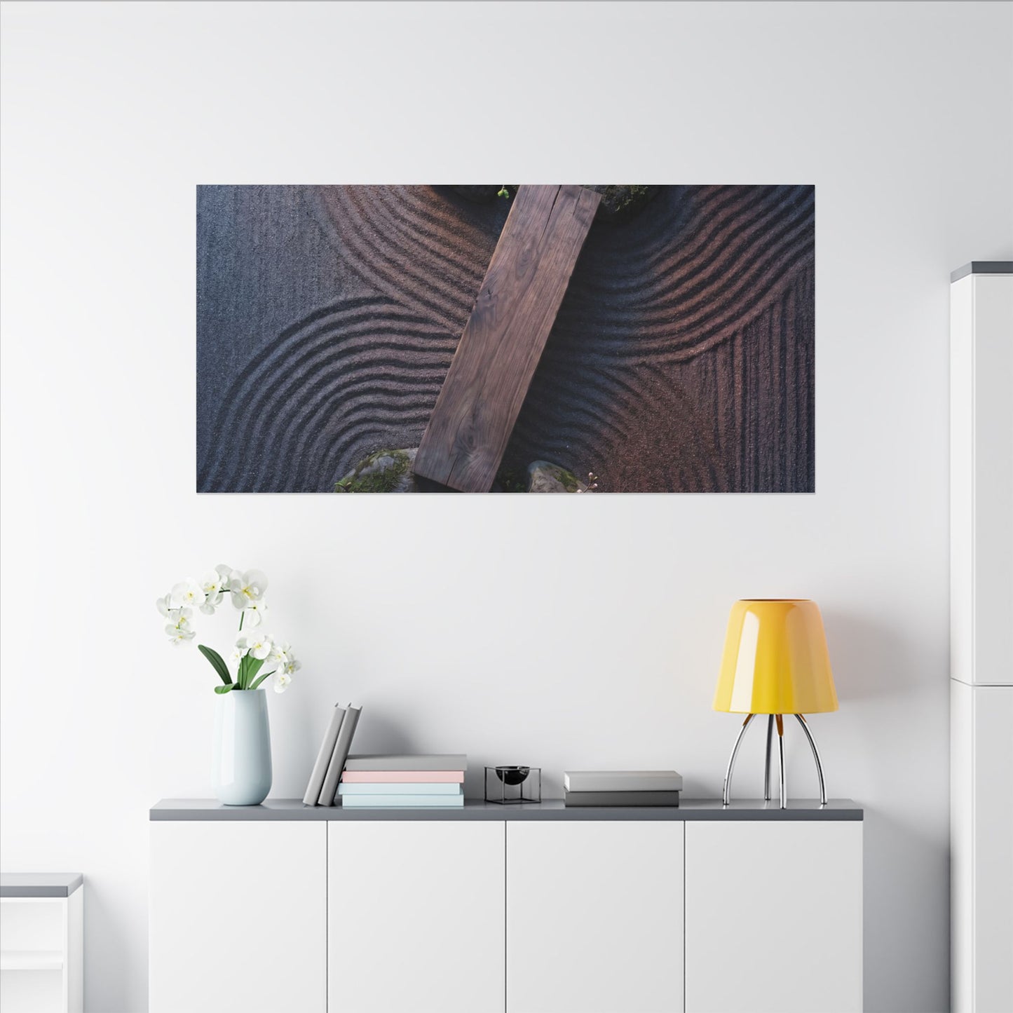 Spring Rock Garden Moody Minimal Canvas Art | Atmospheric Decor