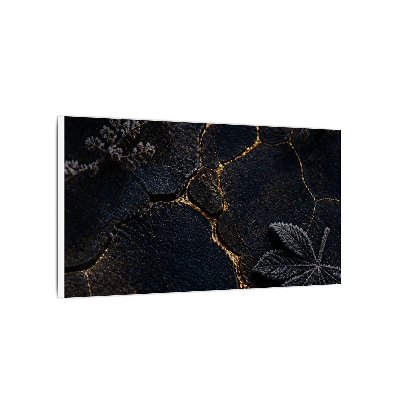 Candlelight Cracked Earth Canvas Art - Dark Japandi Ma