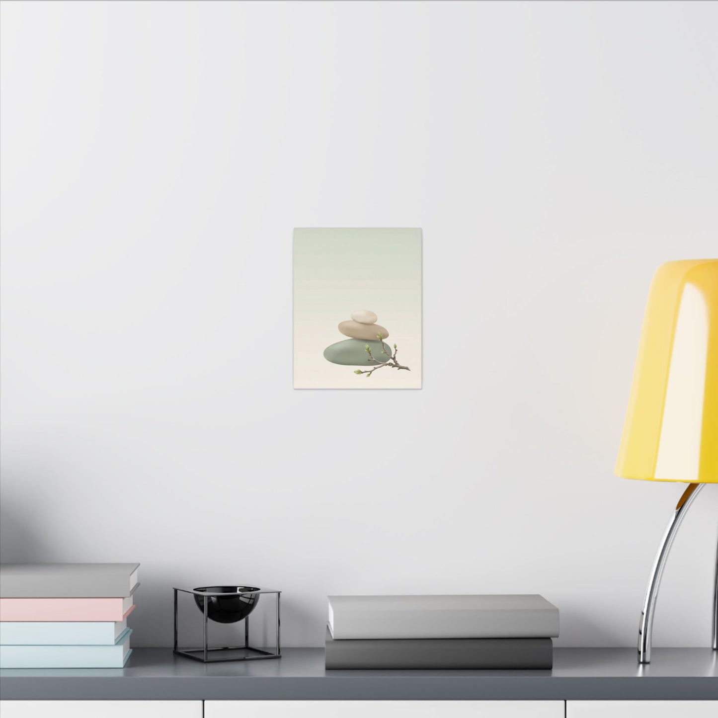 Dawn River Stones Canvas Art - Japandi Fukinsei