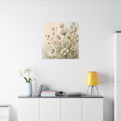 Summer Dried Flowers Watercolor Canvas Art | Elegant Decor