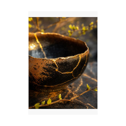 Shibui Ceramic Bowl Wall Art Print - Kintsugi Gold Vein