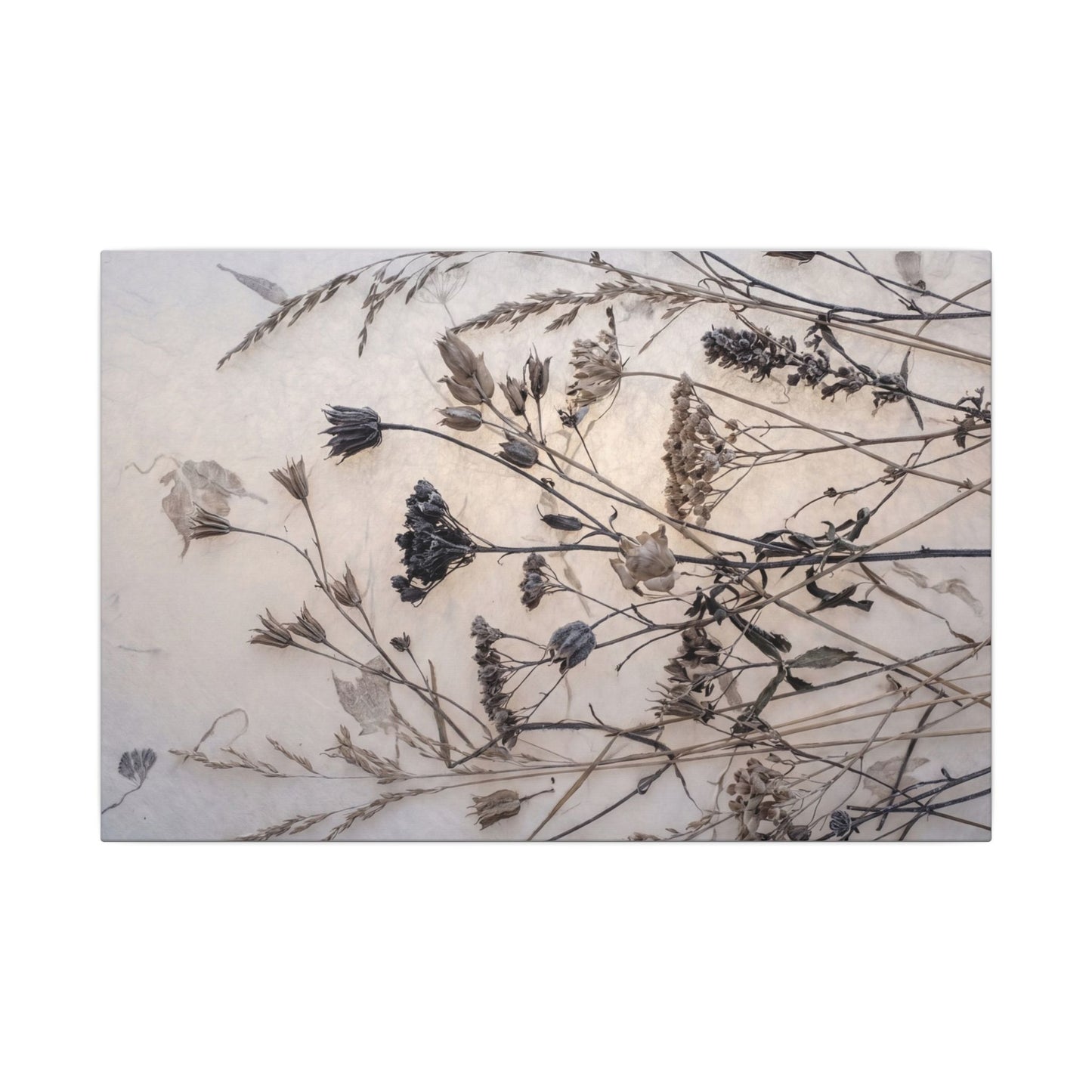 Elegant Dried Flowers Canvas Art - Japanese Pattern Japandi
