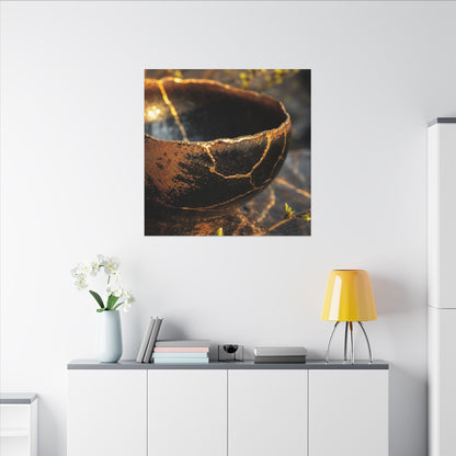 Kintsugi Ceramic Bowl in Golden Hour | Gold Vein Canvas Art