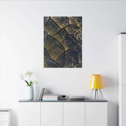 Winter Cracked Earth Moody Minimal Canvas Art | Atmospheric Decor