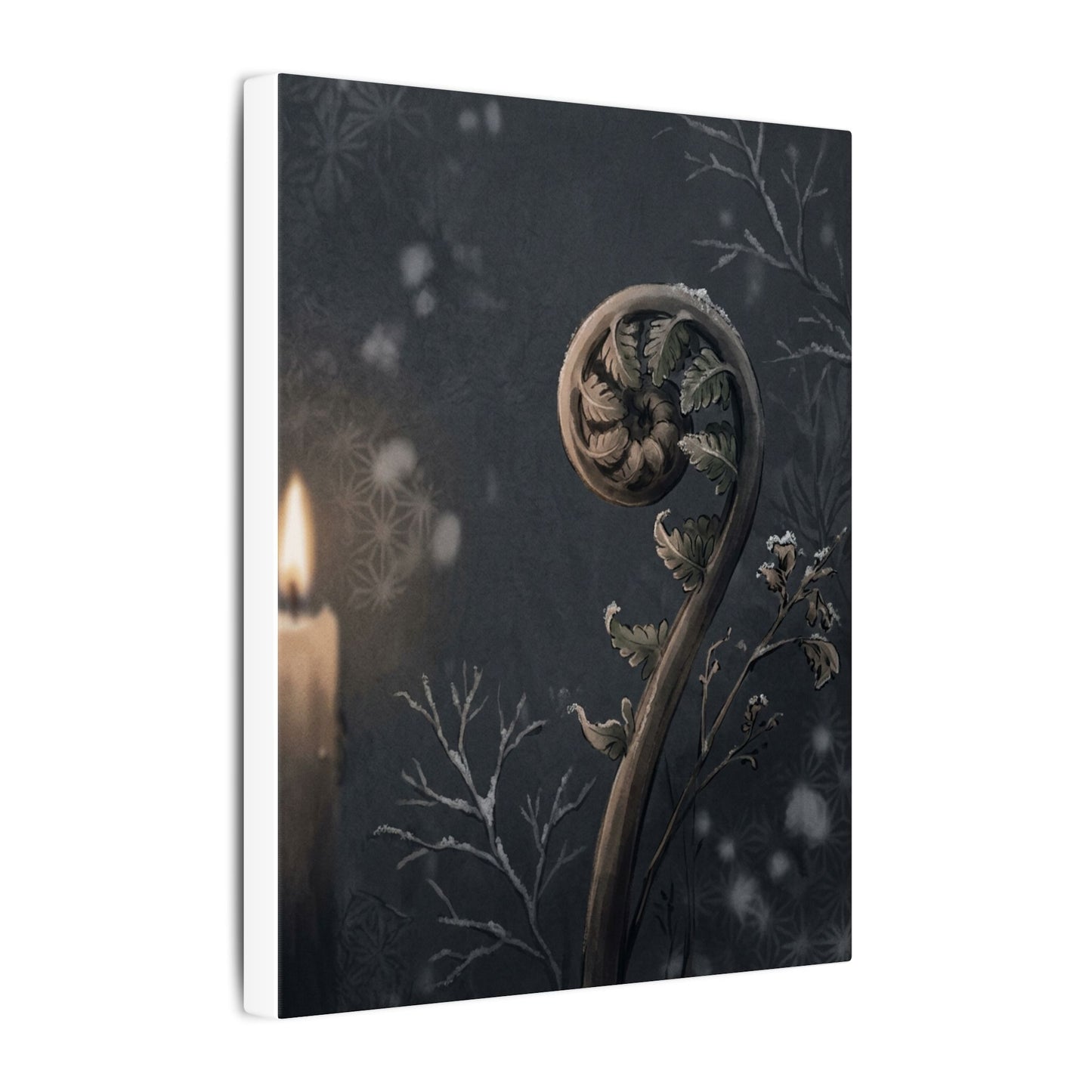 Candlelight Fern Unfurling Canvas Art - Japandi Ma