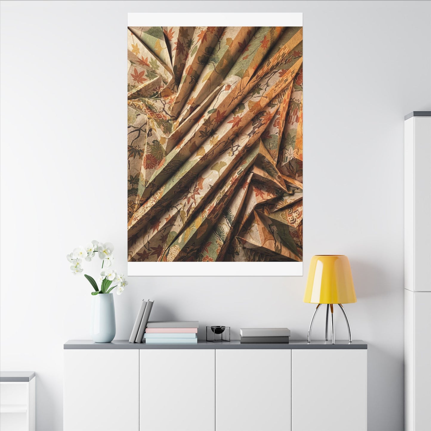 Paper Fold Autumn Canvas Art | Japandi Earthy Design