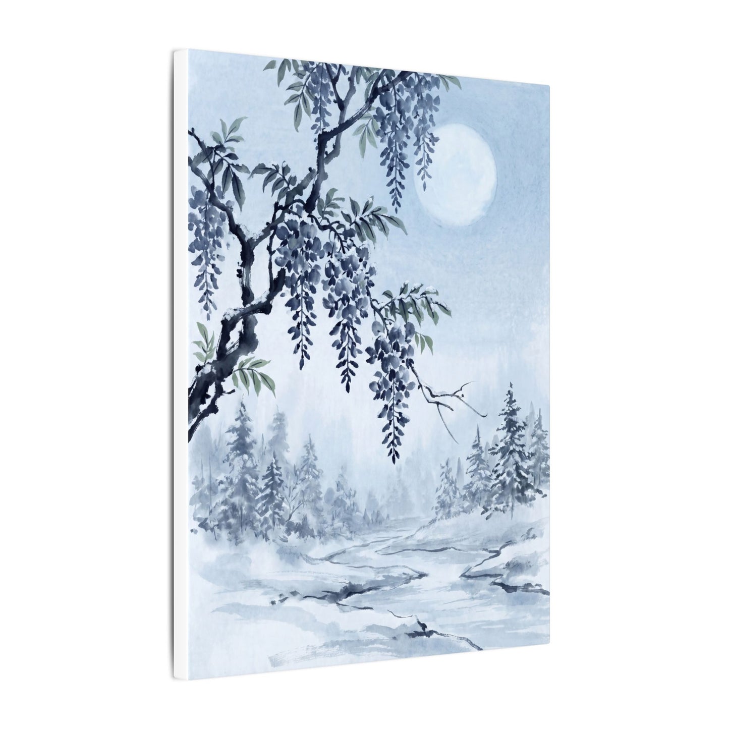 Seijaku Wisteria Canvas Art - Zen Sumi E