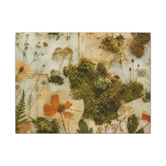 Mono No Aware Moss Close Up Canvas Art - Cottagecore Herbarium