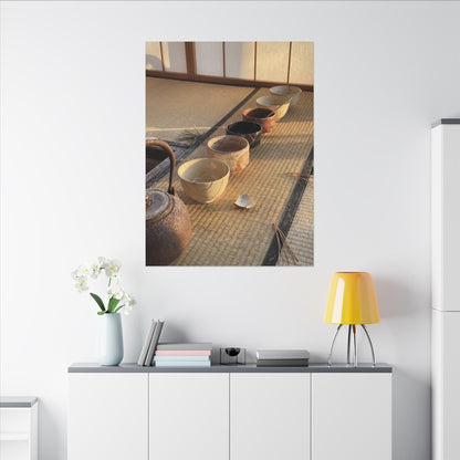 Kintsugi Tea Ceremony in Golden Hour | Gold Repair Canvas Art