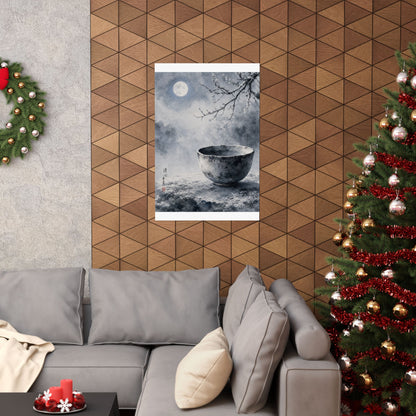 Winter Ceramic Bowl Sumi E Wall Art Print | Tranquil Decor
