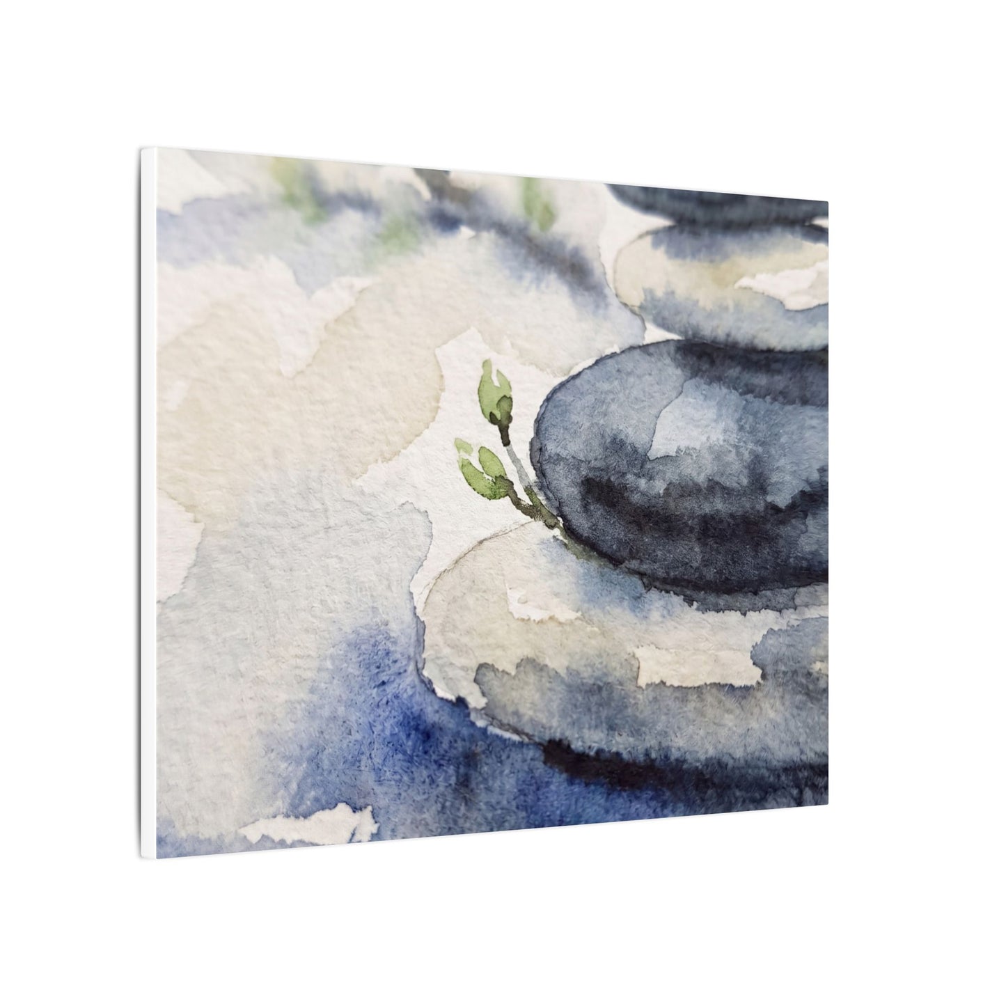 River Stones Watercolor Canvas Art | Cozy Japandi Art