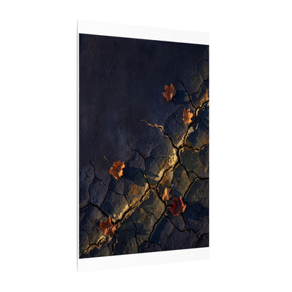 Cracked Earth Canvas Art | Autumn Dark Japandi Dark Texture Art