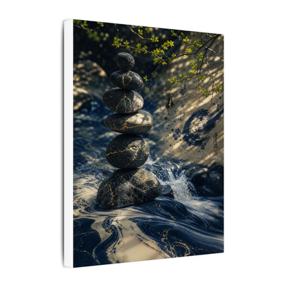 Kintsugi River Stones in Dappled | Broken Beauty Canvas Art