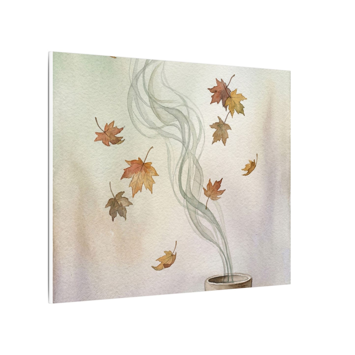 Incense Smoke Canvas Art | Autumn Japandi Watercolor Art