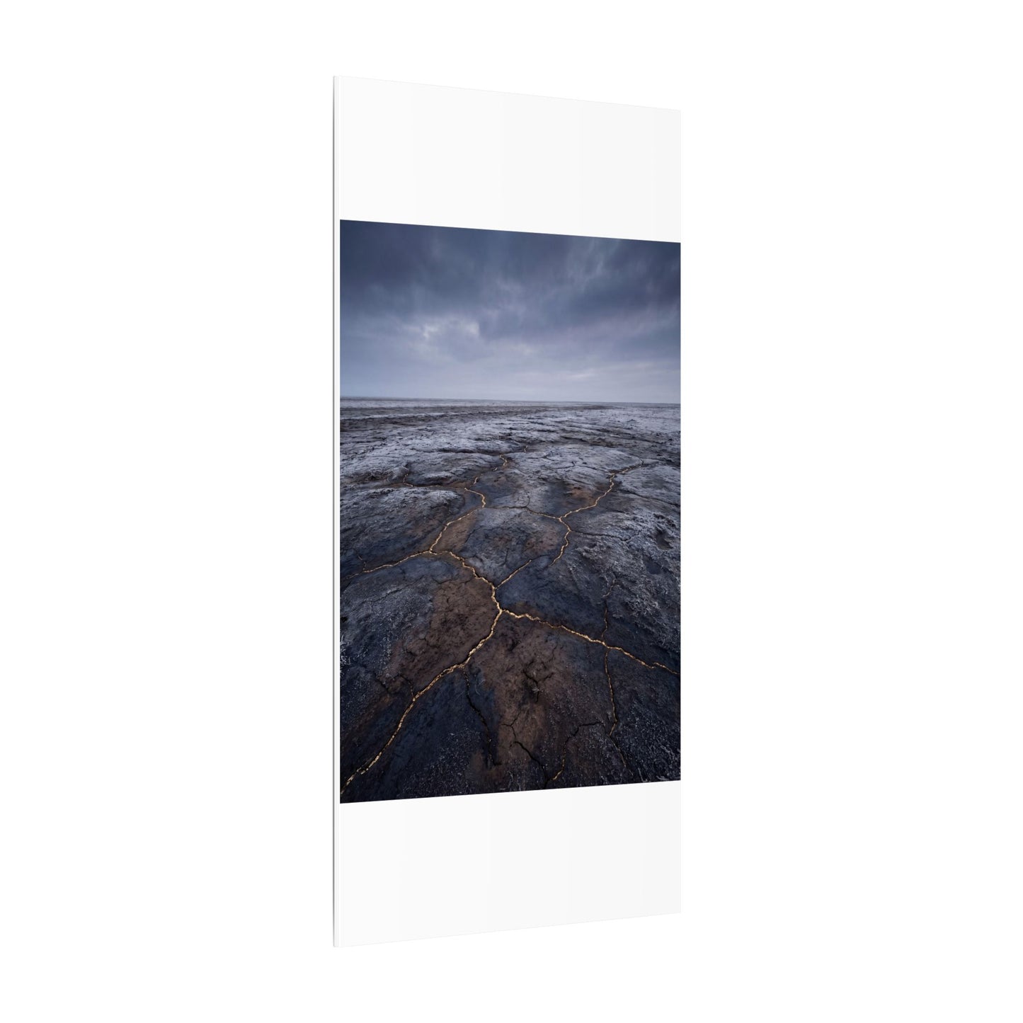 Dark Japandi Cracked Earth in Overcast | Dark Texture Canvas Art