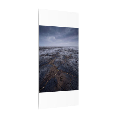 Dark Japandi Cracked Earth in Overcast | Dark Texture Canvas Art